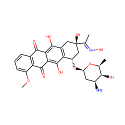 COc1cccc2c1C(=O)c1c(O)c3c(c(O)c1C2=O)C[C@](O)(C(C)=NO)C[C@@H]3O[C@@H]1C[C@H](N)[C@H](O)[C@H](C)O1 ZINC000256431872