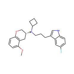 COc1cccc2c1C[C@@H](N(CCCc1c[nH]c3ccc(F)cc13)C1CCC1)CO2 ZINC000034576175