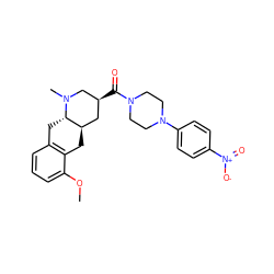 COc1cccc2c1C[C@@H]1C[C@H](C(=O)N3CCN(c4ccc([N+](=O)[O-])cc4)CC3)CN(C)[C@H]1C2 ZINC000028949894