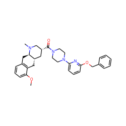 COc1cccc2c1C[C@H]1C[C@@H](C(=O)N3CCN(c4cccc(OCc5ccccc5)n4)CC3)CN(C)[C@@H]1C2 ZINC000028950324