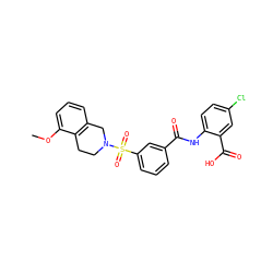 COc1cccc2c1CCN(S(=O)(=O)c1cccc(C(=O)Nc3ccc(Cl)cc3C(=O)O)c1)C2 ZINC000040943237