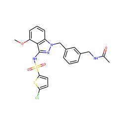 COc1cccc2c1c(NS(=O)(=O)c1ccc(Cl)s1)nn2Cc1cccc(CNC(C)=O)c1 ZINC000084617849