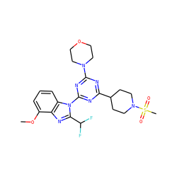 COc1cccc2c1nc(C(F)F)n2-c1nc(C2CCN(S(C)(=O)=O)CC2)nc(N2CCOCC2)n1 ZINC000113914660