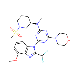 COc1cccc2c1nc(C(F)F)n2-c1nc(N2CCOCC2)nc(N(C)[C@@H]2CCCN(S(C)(=O)=O)C2)n1 ZINC000139072918