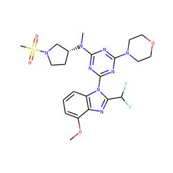 COc1cccc2c1nc(C(F)F)n2-c1nc(N2CCOCC2)nc(N(C)[C@@H]2CCN(S(C)(=O)=O)C2)n1 ZINC000139066768