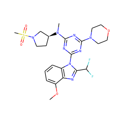 COc1cccc2c1nc(C(F)F)n2-c1nc(N2CCOCC2)nc(N(C)[C@H]2CCN(S(C)(=O)=O)C2)n1 ZINC000068247492