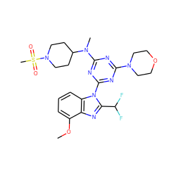 COc1cccc2c1nc(C(F)F)n2-c1nc(N2CCOCC2)nc(N(C)C2CCN(S(C)(=O)=O)CC2)n1 ZINC000113914690