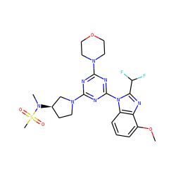 COc1cccc2c1nc(C(F)F)n2-c1nc(N2CCOCC2)nc(N2CC[C@@H](N(C)S(C)(=O)=O)C2)n1 ZINC000139072776