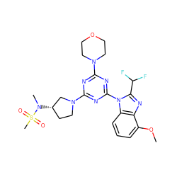 COc1cccc2c1nc(C(F)F)n2-c1nc(N2CCOCC2)nc(N2CC[C@H](N(C)S(C)(=O)=O)C2)n1 ZINC000139067035