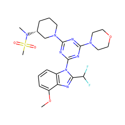 COc1cccc2c1nc(C(F)F)n2-c1nc(N2CCOCC2)nc(N2CCC[C@@H](N(C)S(C)(=O)=O)C2)n1 ZINC000139082074