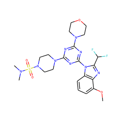 COc1cccc2c1nc(C(F)F)n2-c1nc(N2CCOCC2)nc(N2CCN(S(=O)(=O)N(C)C)CC2)n1 ZINC000113914862