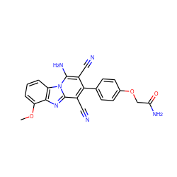 COc1cccc2c1nc1c(C#N)c(-c3ccc(OCC(N)=O)cc3)c(C#N)c(N)n12 ZINC000072176123