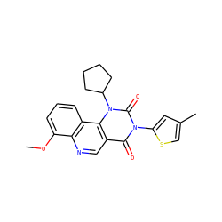 COc1cccc2c1ncc1c(=O)n(-c3cc(C)cs3)c(=O)n(C3CCCC3)c12 ZINC000117789535