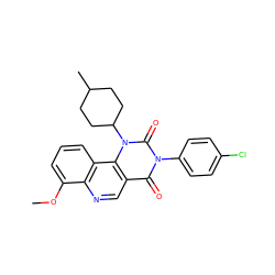 COc1cccc2c1ncc1c(=O)n(-c3ccc(Cl)cc3)c(=O)n(C3CCC(C)CC3)c12 ZINC000117809517