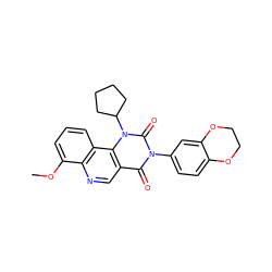 COc1cccc2c1ncc1c(=O)n(-c3ccc4c(c3)OCCO4)c(=O)n(C3CCCC3)c12 ZINC000117795678