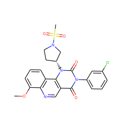 COc1cccc2c1ncc1c(=O)n(-c3cccc(Cl)c3)c(=O)n([C@@H]3CCN(S(C)(=O)=O)C3)c12 ZINC000117792880