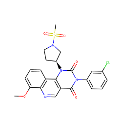 COc1cccc2c1ncc1c(=O)n(-c3cccc(Cl)c3)c(=O)n([C@H]3CCN(S(C)(=O)=O)C3)c12 ZINC000117793984