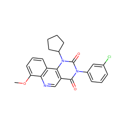 COc1cccc2c1ncc1c(=O)n(-c3cccc(Cl)c3)c(=O)n(C3CCCC3)c12 ZINC000117799061