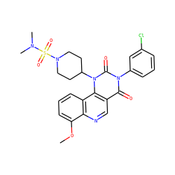 COc1cccc2c1ncc1c(=O)n(-c3cccc(Cl)c3)c(=O)n(C3CCN(S(=O)(=O)N(C)C)CC3)c12 ZINC000117789598