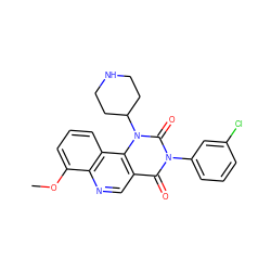 COc1cccc2c1ncc1c(=O)n(-c3cccc(Cl)c3)c(=O)n(C3CCNCC3)c12 ZINC000117790248