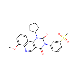 COc1cccc2c1ncc1c(=O)n(-c3cccc(S(C)(=O)=O)c3)c(=O)n(C3CCCC3)c12 ZINC000117790482