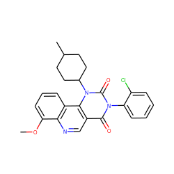 COc1cccc2c1ncc1c(=O)n(-c3ccccc3Cl)c(=O)n(C3CCC(C)CC3)c12 ZINC000117798630