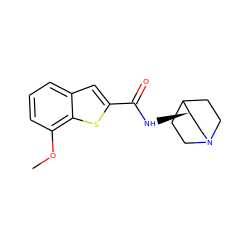 COc1cccc2cc(C(=O)N[C@@H]3CN4CCC3CC4)sc12 ZINC000167740808