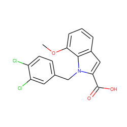 COc1cccc2cc(C(=O)O)n(Cc3ccc(Cl)c(Cl)c3)c12 ZINC000013588893