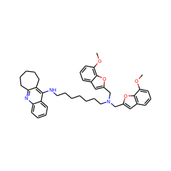 COc1cccc2cc(CN(CCCCCCCNc3c4c(nc5ccccc35)CCCCC4)Cc3cc4cccc(OC)c4o3)oc12 ZINC000653776581