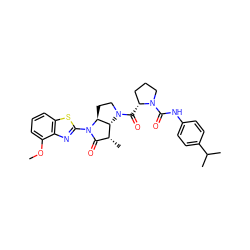 COc1cccc2sc(N3C(=O)[C@@H](C)[C@@H]4[C@@H]3CCN4C(=O)[C@@H]3CCCN3C(=O)Nc3ccc(C(C)C)cc3)nc12 ZINC000027518007