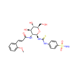 COc1ccccc1/C=C/C(=O)N[C@H]1[C@H](NC(=S)Nc2ccc(S(N)(=O)=O)cc2)O[C@H](CO)[C@@H](O)[C@@H]1O ZINC001772647450