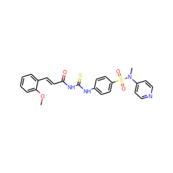 COc1ccccc1/C=C/C(=O)NC(=S)Nc1ccc(S(=O)(=O)N(C)c2ccncc2)cc1 ZINC001772620620