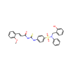 COc1ccccc1/C=C/C(=O)NC(=S)Nc1ccc(S(=O)(=O)N(Cc2ccccc2O)c2ccccc2)cc1 ZINC001772612251