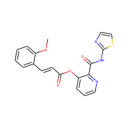 COc1ccccc1/C=C/C(=O)Oc1cccnc1C(=O)Nc1nccs1 ZINC000013521925