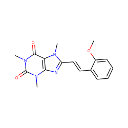 COc1ccccc1/C=C/c1nc2c(c(=O)n(C)c(=O)n2C)n1C ZINC000013826931