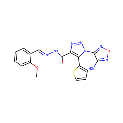 COc1ccccc1/C=N/NC(=O)c1nnn(-c2nonc2N)c1-c1cccs1 ZINC000013805320