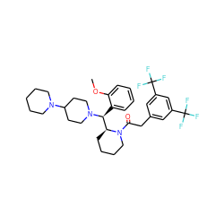 COc1ccccc1[C@@H]([C@@H]1CCCCN1C(=O)Cc1cc(C(F)(F)F)cc(C(F)(F)F)c1)N1CCC(N2CCCCC2)CC1 ZINC000027440510
