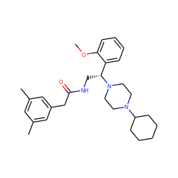 COc1ccccc1[C@@H](CNC(=O)Cc1cc(C)cc(C)c1)N1CCN(C2CCCCC2)CC1 ZINC000022940845