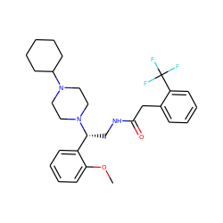 COc1ccccc1[C@@H](CNC(=O)Cc1ccccc1C(F)(F)F)N1CCN(C2CCCCC2)CC1 ZINC000022940857