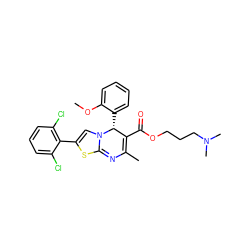 COc1ccccc1[C@@H]1C(C(=O)OCCCN(C)C)=C(C)N=C2SC(c3c(Cl)cccc3Cl)=CN21 ZINC000029336792