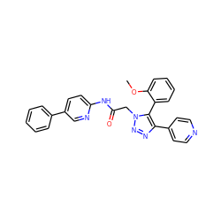 COc1ccccc1-c1c(-c2ccncc2)nnn1CC(=O)Nc1ccc(-c2ccccc2)cn1 ZINC001772636333