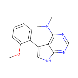 COc1ccccc1-c1c[nH]c2ncnc(N(C)C)c12 ZINC000224876644