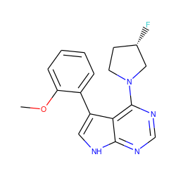 COc1ccccc1-c1c[nH]c2ncnc(N3CC[C@H](F)C3)c12 ZINC000224854578