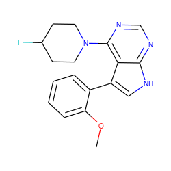 COc1ccccc1-c1c[nH]c2ncnc(N3CCC(F)CC3)c12 ZINC000224879943