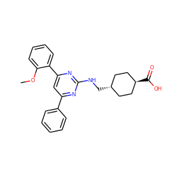 COc1ccccc1-c1cc(-c2ccccc2)nc(NC[C@H]2CC[C@H](C(=O)O)CC2)n1 ZINC000299829406