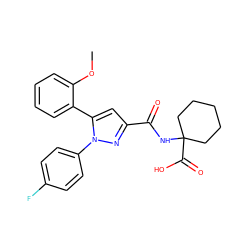 COc1ccccc1-c1cc(C(=O)NC2(C(=O)O)CCCCC2)nn1-c1ccc(F)cc1 ZINC000169352871