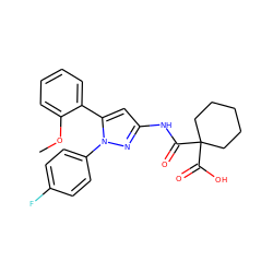 COc1ccccc1-c1cc(NC(=O)C2(C(=O)O)CCCCC2)nn1-c1ccc(F)cc1 ZINC000299866366