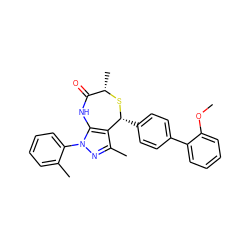 COc1ccccc1-c1ccc([C@H]2S[C@@H](C)C(=O)Nc3c2c(C)nn3-c2ccccc2C)cc1 ZINC000084723235