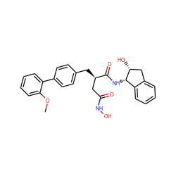 COc1ccccc1-c1ccc(C[C@H](CC(=O)NO)C(=O)N[C@H]2c3ccccc3C[C@H]2O)cc1 ZINC000013436297