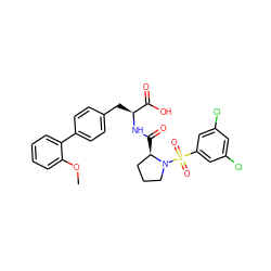 COc1ccccc1-c1ccc(C[C@H](NC(=O)[C@@H]2CCCN2S(=O)(=O)c2cc(Cl)cc(Cl)c2)C(=O)O)cc1 ZINC000028766987